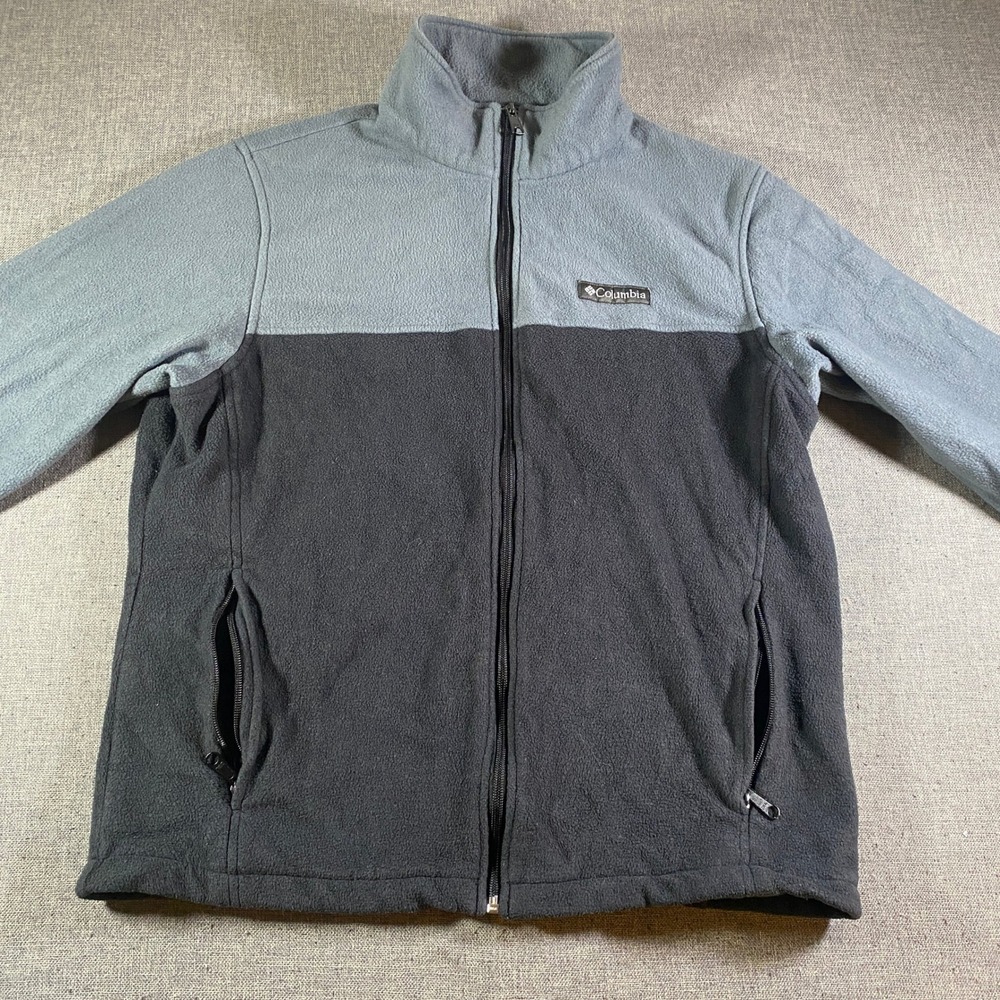Columbia‎ Mens Fleece Jacket Full Zip Gray Black Outdoors Coat M